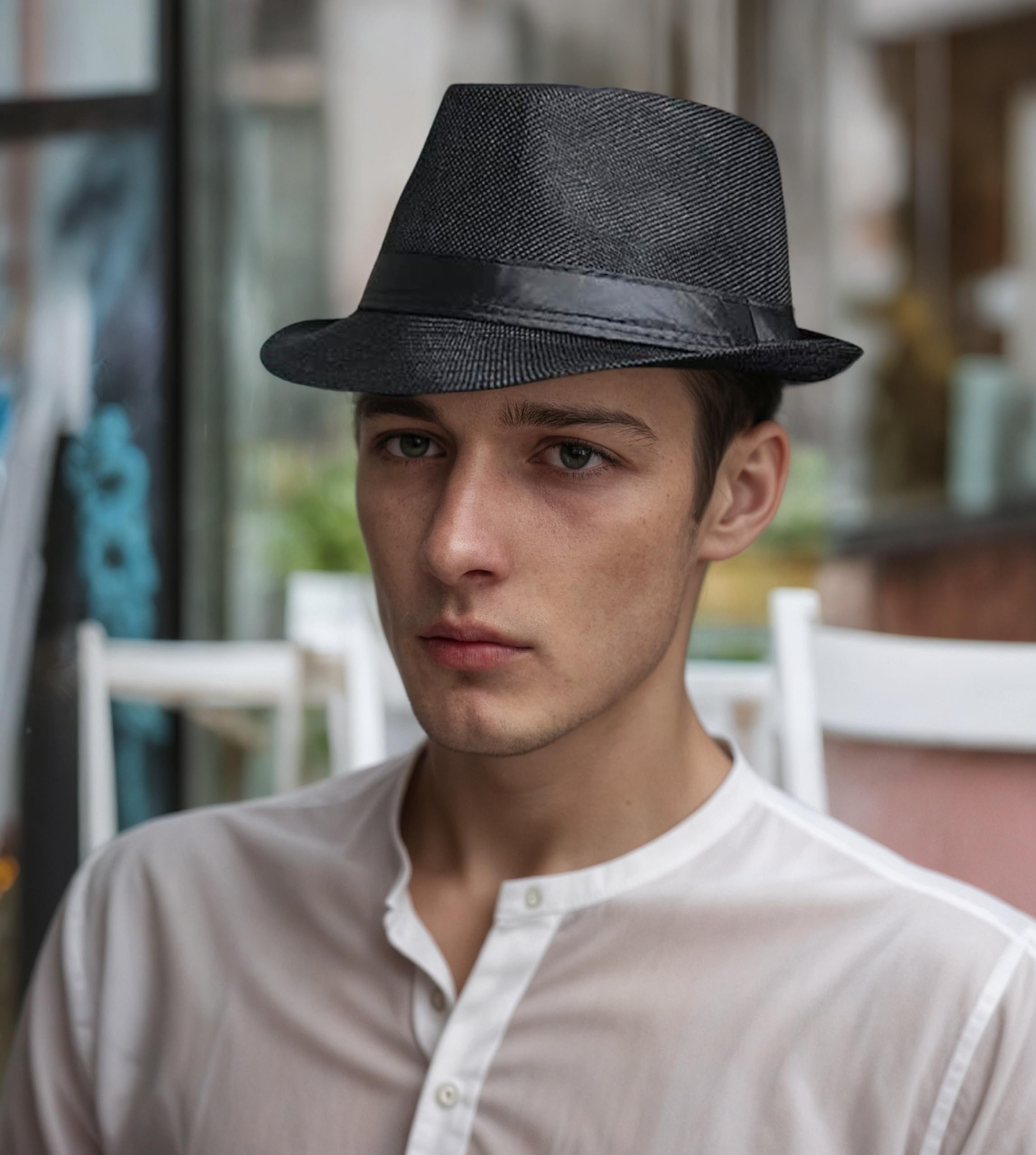 Giroir Fedora Hats for Men Women Short Brim Unisex Summer Beach Style 1920s Party Accessories