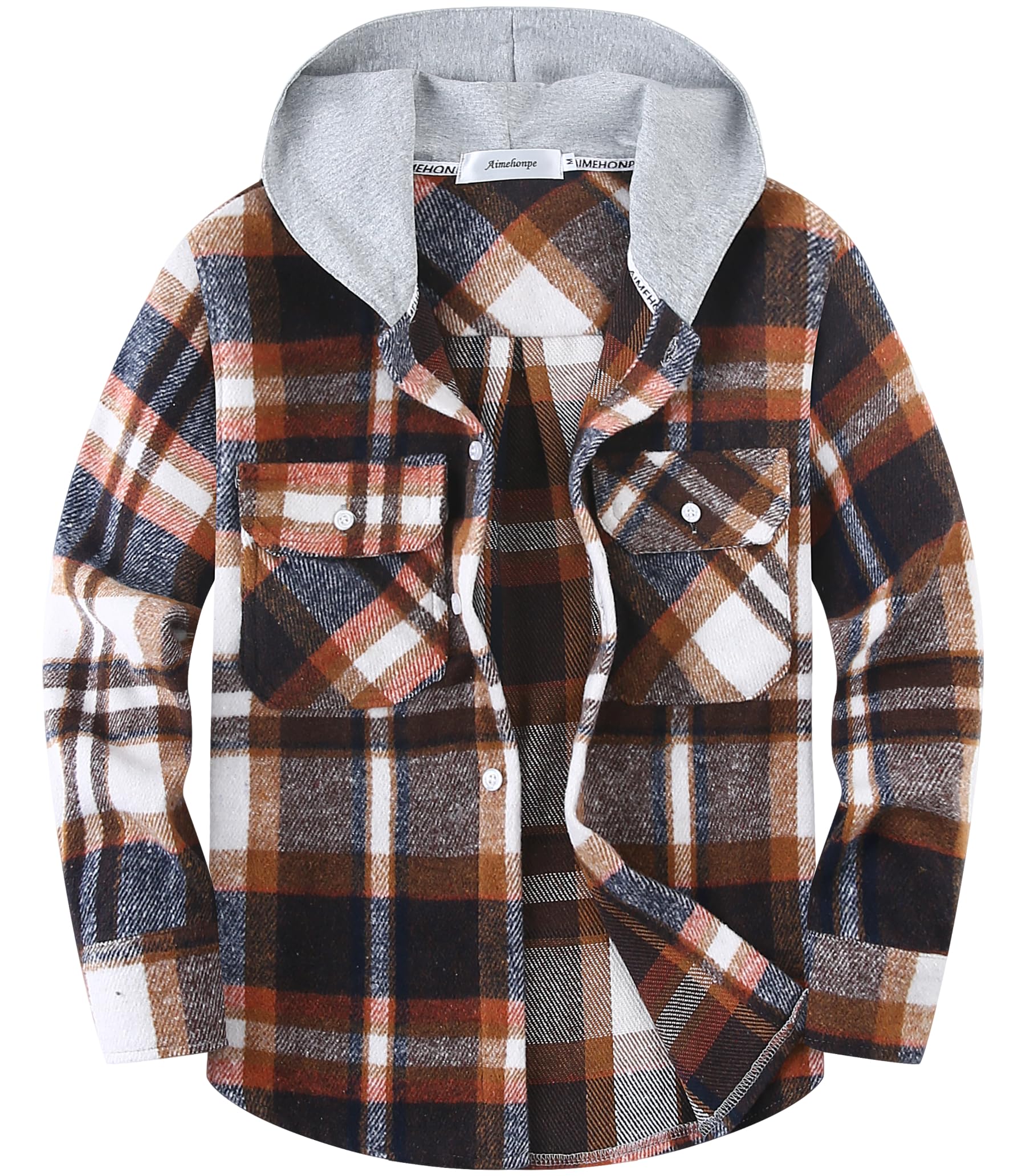 Boys Girls Casual Flannel Plaid Hoodies Spring Fashion Button Down Shirts Long Sleeve Cute Lightweight Jacket Coats