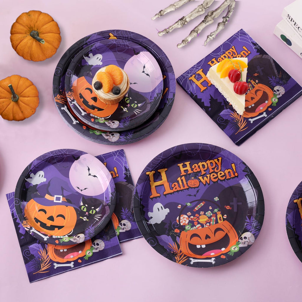 60 Pcs Thanksgiving Plates and Napkins, Happy Thanksgiving Party Supplies Tableware, Disposable Fall Paper Plates, Watercolor Pumpkin Maple plates for Autumn Harvest Festival Party, Serve 20