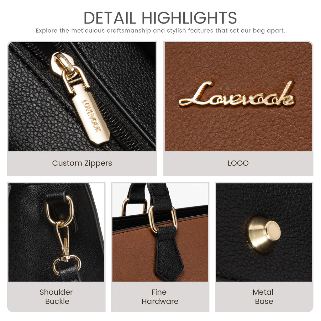 LOVEVOOK Purses and Handbags for Women, Tote Shoulder Bag Satchel Black Purse and PU Leather Top Handle for ladies