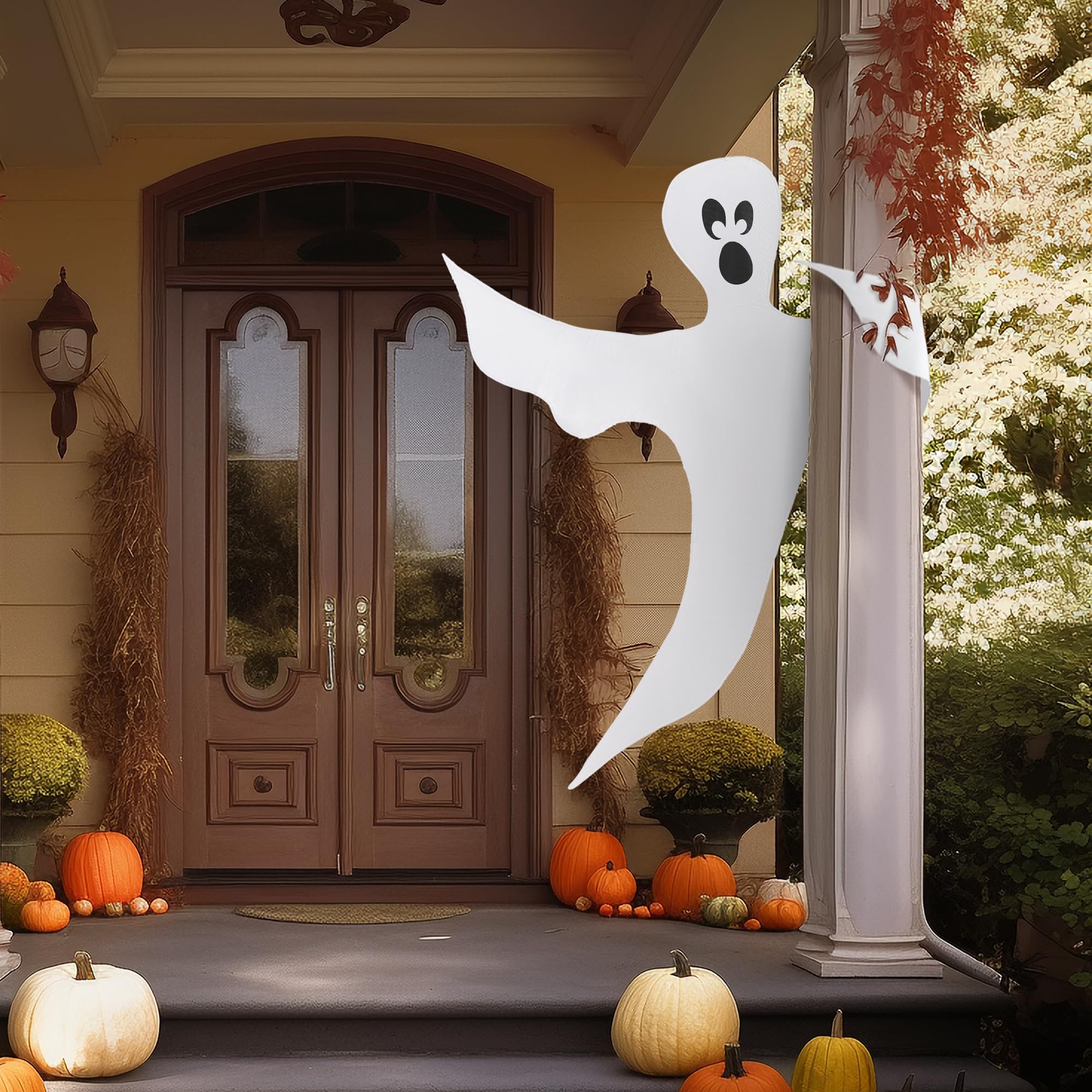 JOYIN 53” Halloween Bendable Tree Wrap Ghost Decoration for Halloween Outdoor, Lawn, Tree, Pillar Decorations, Ghost Party Supplies