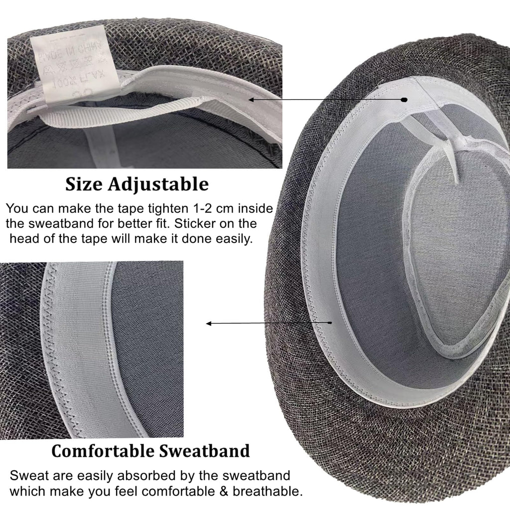 5 Pack Bulk Cuban Fedora Sun Hats Men with Adjustable Strap, Short Brim 1920s Unisex Party Costume Hats Women.