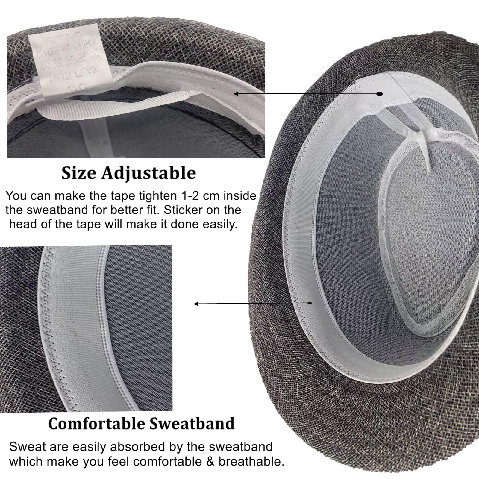 5 Pack Bulk Cuban Fedora Sun Hats Men with Adjustable Strap, Short Brim 1920s Unisex Party Costume Hats Women.