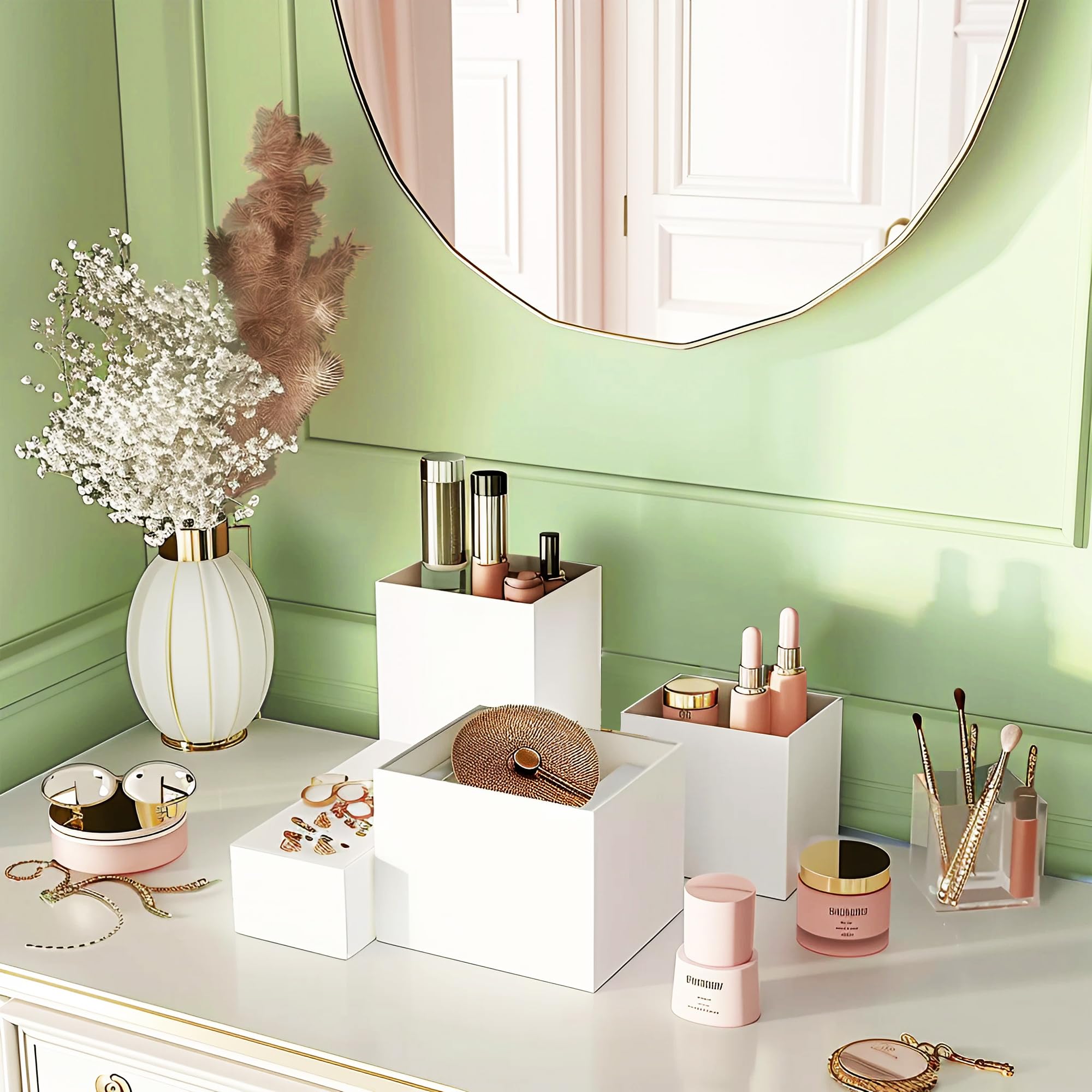 6Pcs Buffet Risers, Food Risers for Buffet Table, Acrylic Cube Display Risers with Hollow Bottom, Food Display Stand for Party Jewelry Dessert Figures (Size 5.5",6",6.5",7",7.5",8")