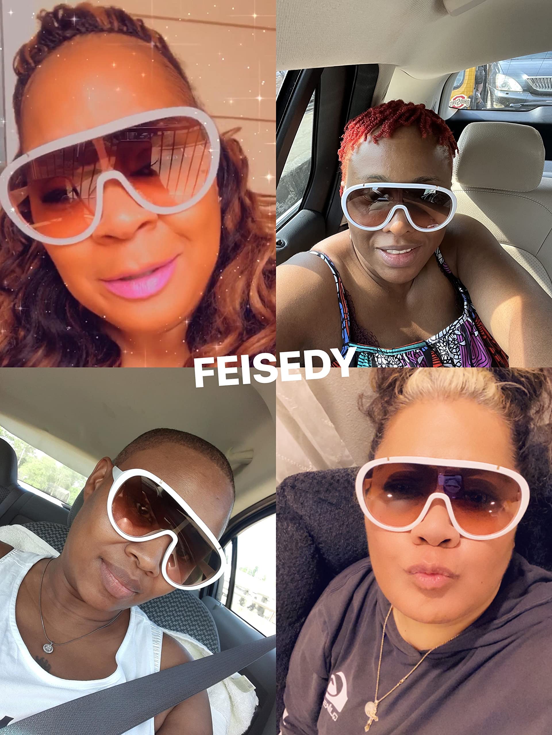 FEISEDY Sunglasses Women Oversized One Piece Frame UV400 Sun Glasses Trendy Retro Shades B2580