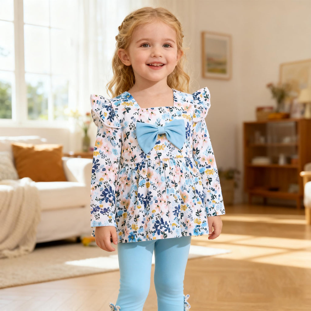 Toddler Girl Clothes 12M-6T Long Sleeves Ruffle Top+Ruffle Pants Toddler Girls Fall Winter Clothes