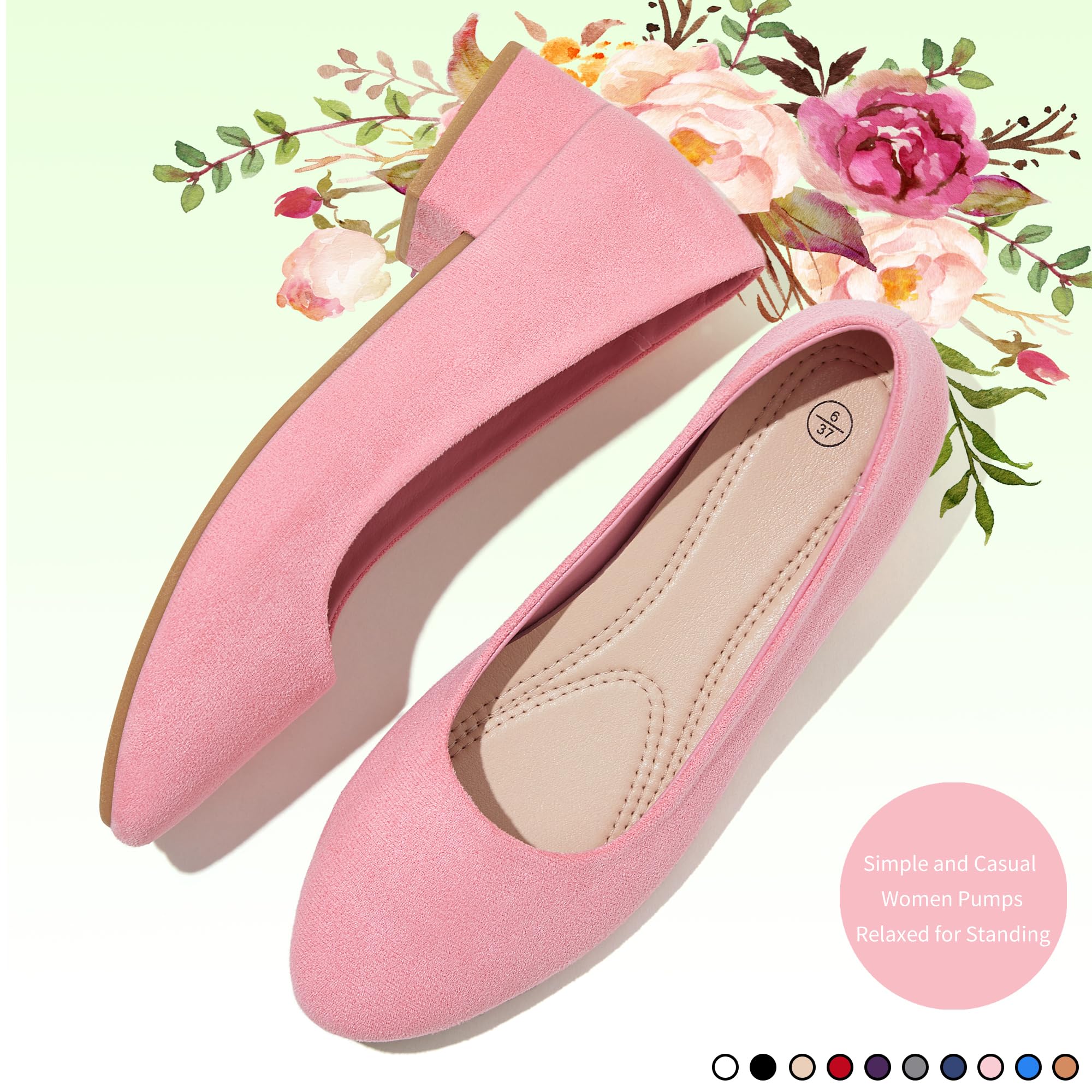 AISFAES Women Pumps Low Chunky Rounded Toe Heels Healed Dress Pumps Elegant Wedges Working Shoes