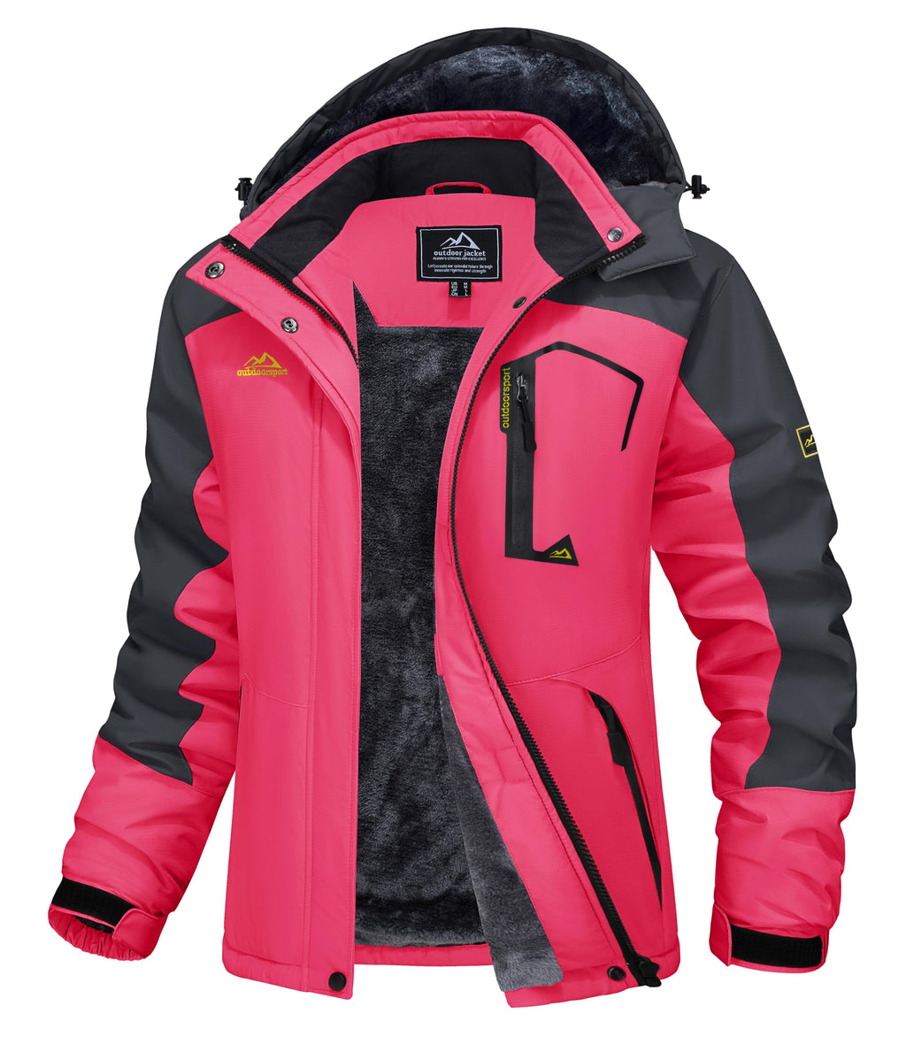 MAGCOMSEN Womens Ski Jacket Waterproof Insulated Snow Jacket Warm Windproof Winter Coats with Hood Fleece Lined Jacket