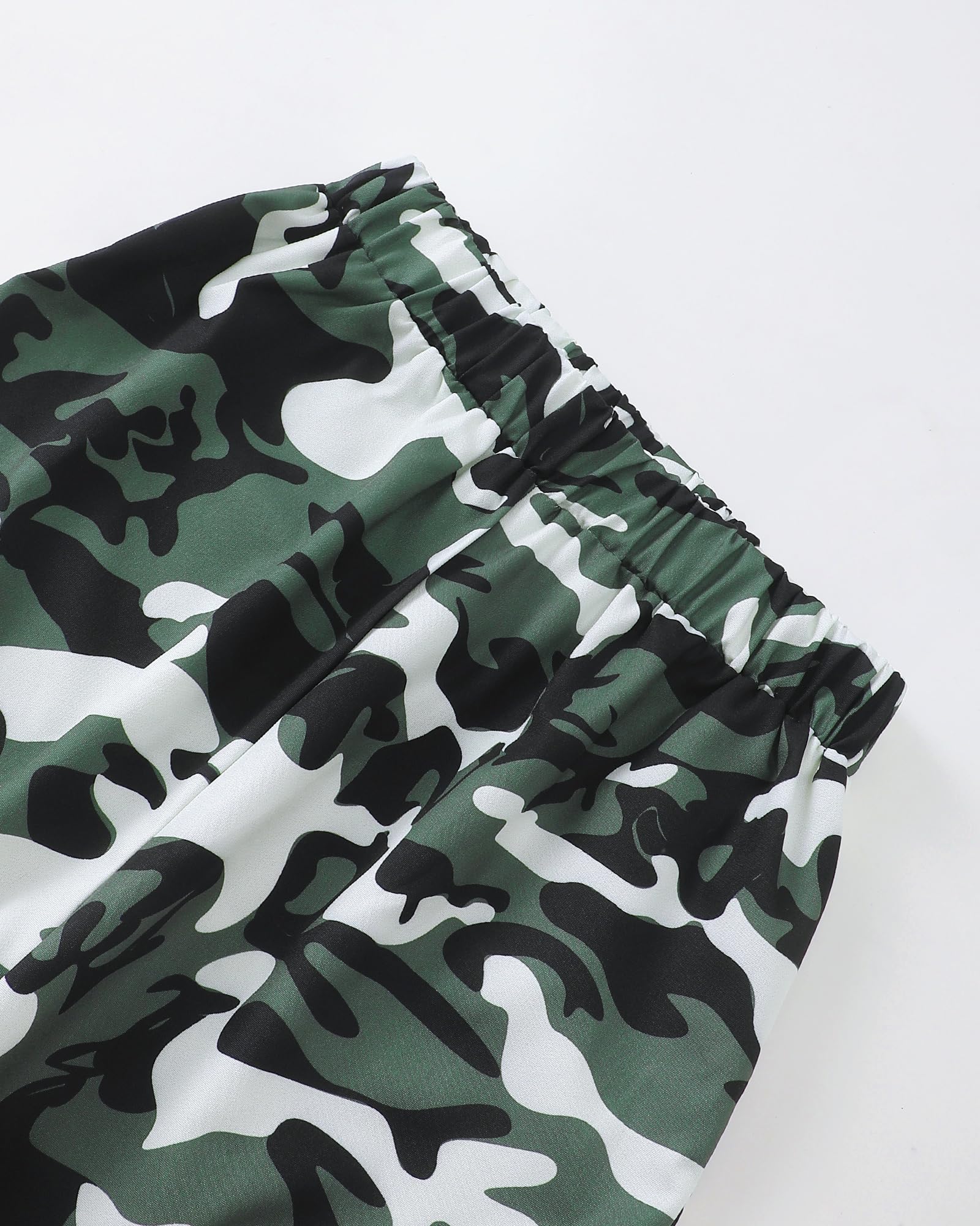 Girls Clothes Tween Girl Clothing Long Sleeve Ruched Drawstring Ribbed Knit Top Camo Cargo Pants Fall Winter Outfits