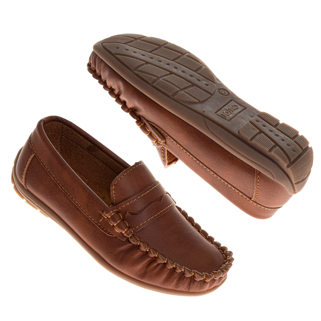 Josmo Boys Moccasin Driving Loafers - Casual Dress Penny Slip On Boat Shoes (Sizes: 5-10 Toddlers / 11-13 Little Kids / 1-5 Big Kids)