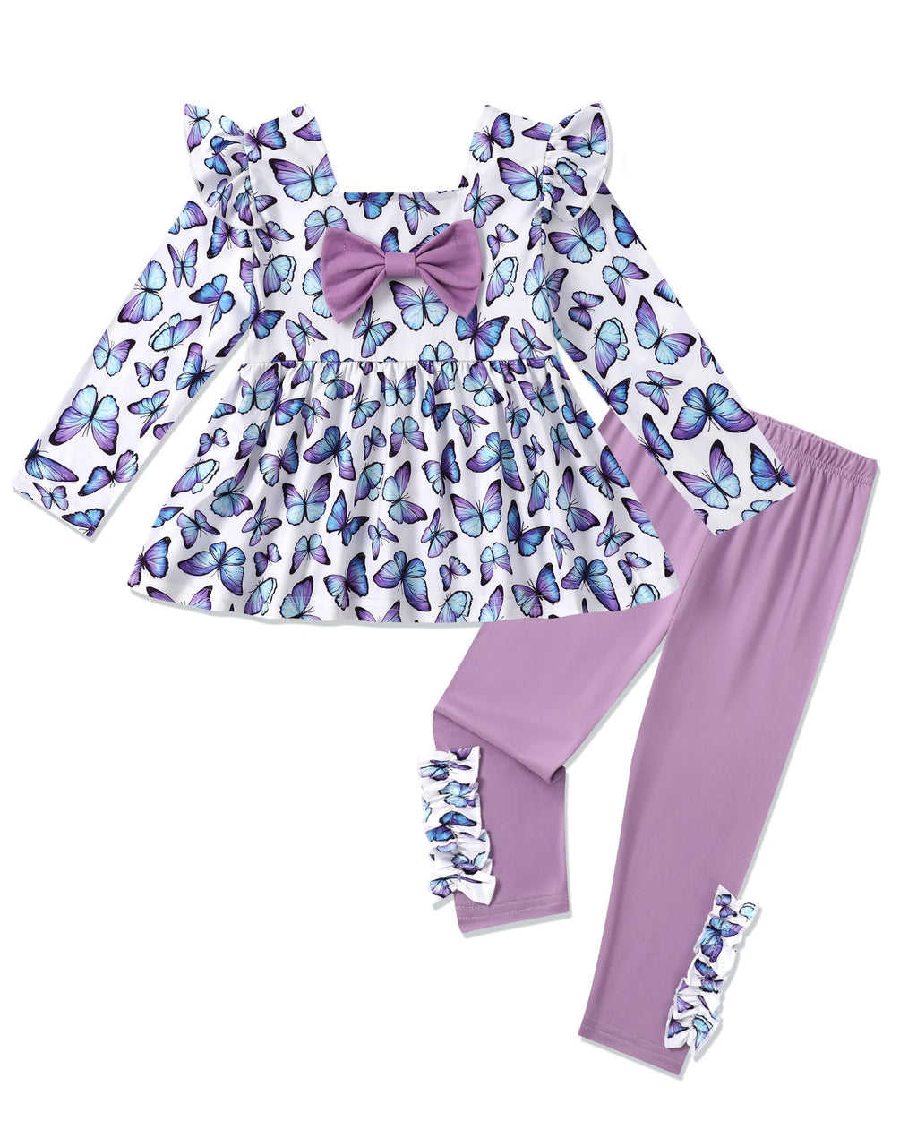 Toddler Girl Clothes 12M-6T Long Sleeves Ruffle Top+Ruffle Pants Toddler Girls Fall Winter Clothes