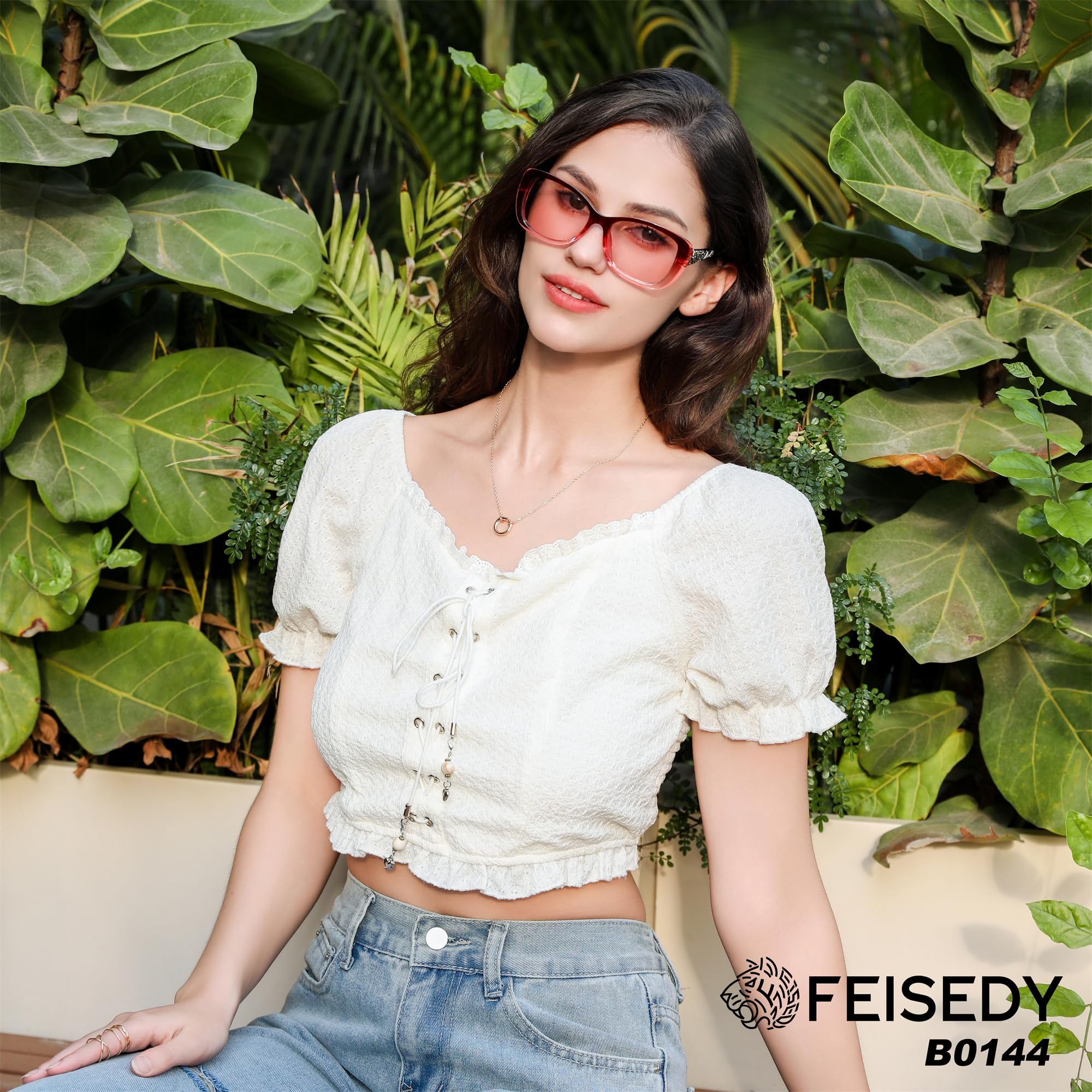 FEISEDY Polarized Women Sunglasses Retro Shades Photochromic Lens Sparkling Crystal Sunglasses UV400 Protection B0144