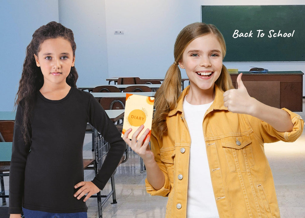 Brix Girls' Long Sleeve Tees - 100% Cotton Tagless 4 -Pack Crew Neck Super Soft Cotton T Shirts.