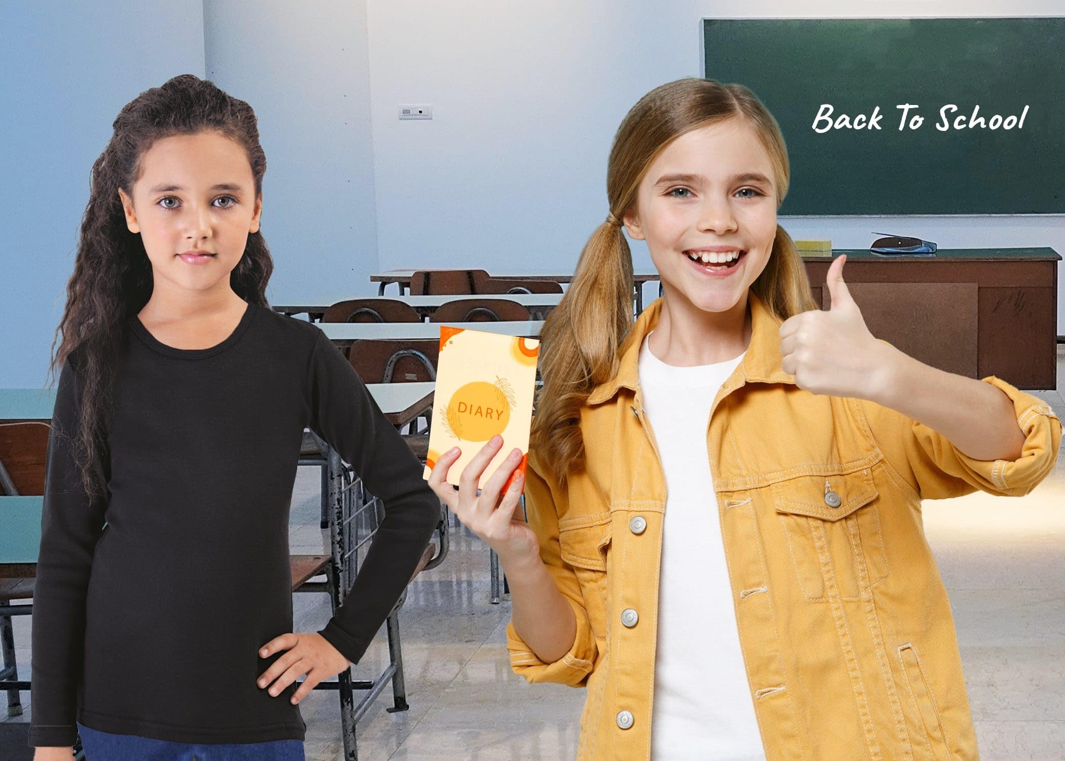 Brix Girls' Long Sleeve Tees - 100% Cotton Tagless 4 -Pack Crew Neck Super Soft Cotton T Shirts.