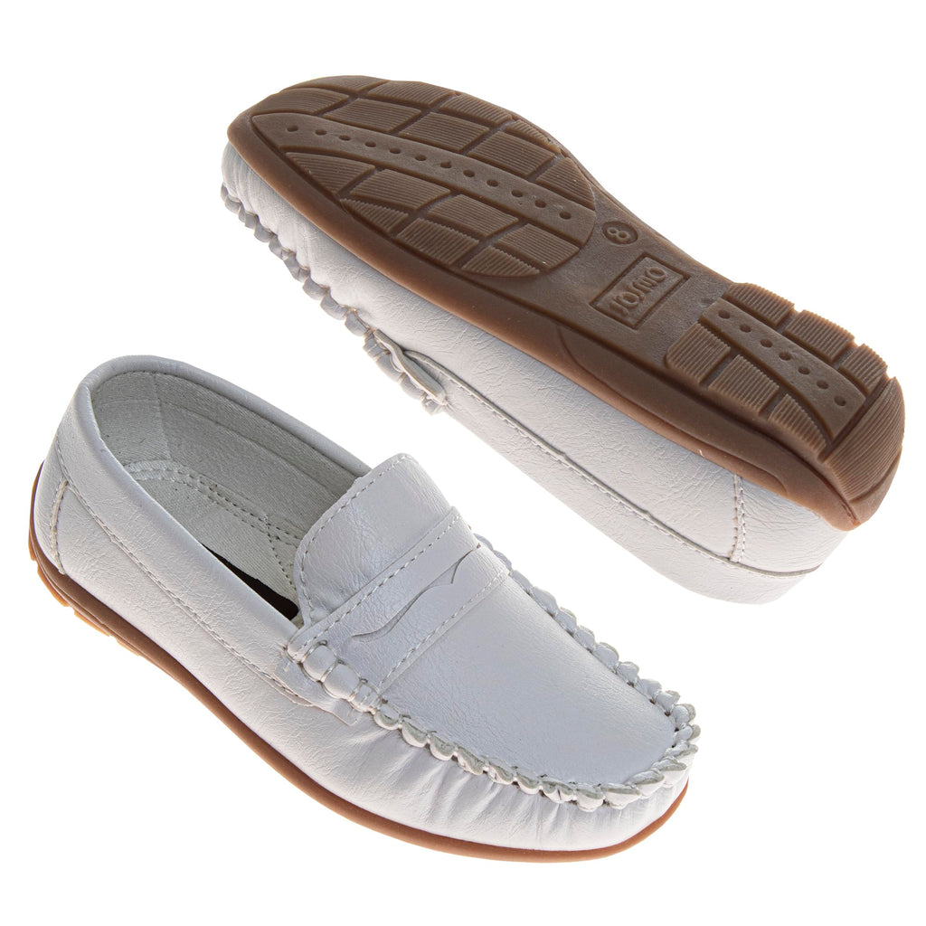 Josmo Boys Moccasin Driving Loafers - Casual Dress Penny Slip On Boat Shoes (Sizes: 5-10 Toddlers / 11-13 Little Kids / 1-5 Big Kids)