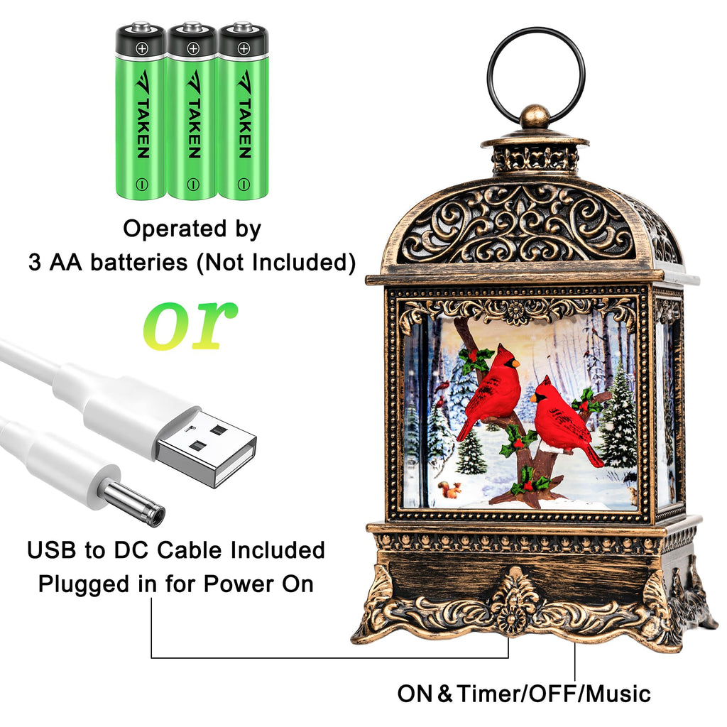 Fall Snow Globe Lantern with Autumn Turkey and Pumpkins Thanksgiving LED Decor for Home, Indoor Tabletop Centerpiece with Glitter Flakes, Harvest Light Decorations