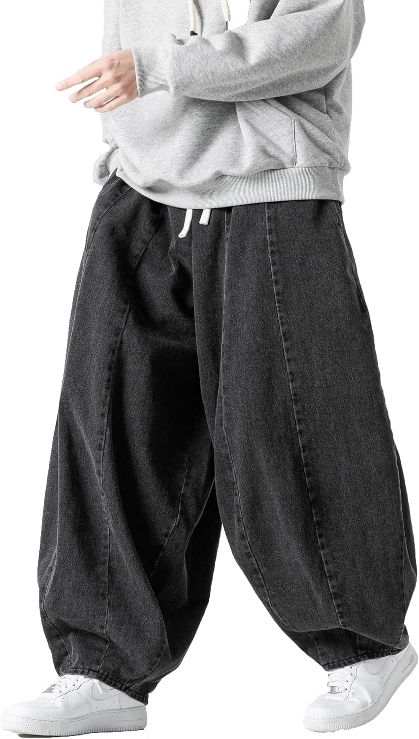 DOSLAVIDA Baggy Jeans for Men Wide Leg Hip Hop Jean Stylish Loose Fit Denim Pants Casual Streetwear Skateboard Pants