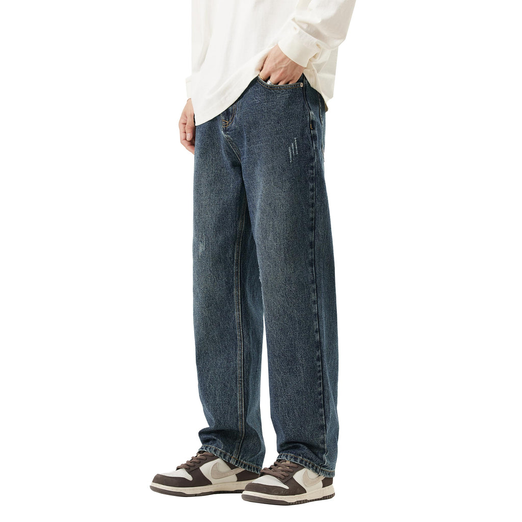 DOSLAVIDA Men's Baggy Jeans Loose Fit Ripped Distressed Jean Relaxed Skateboard Denim Pants with Holes