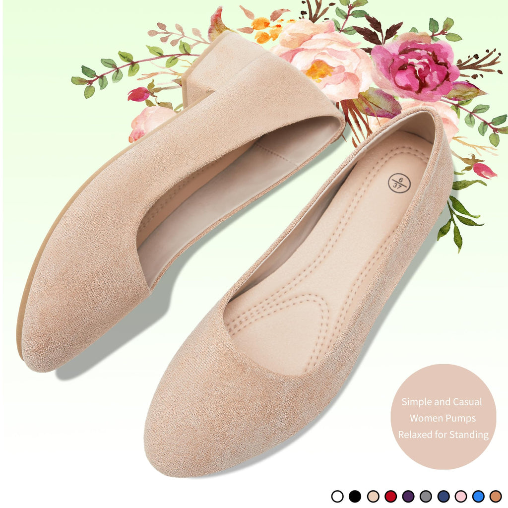 AISFAES Women Pumps Low Chunky Rounded Toe Heels Healed Dress Pumps Elegant Wedges Working Shoes