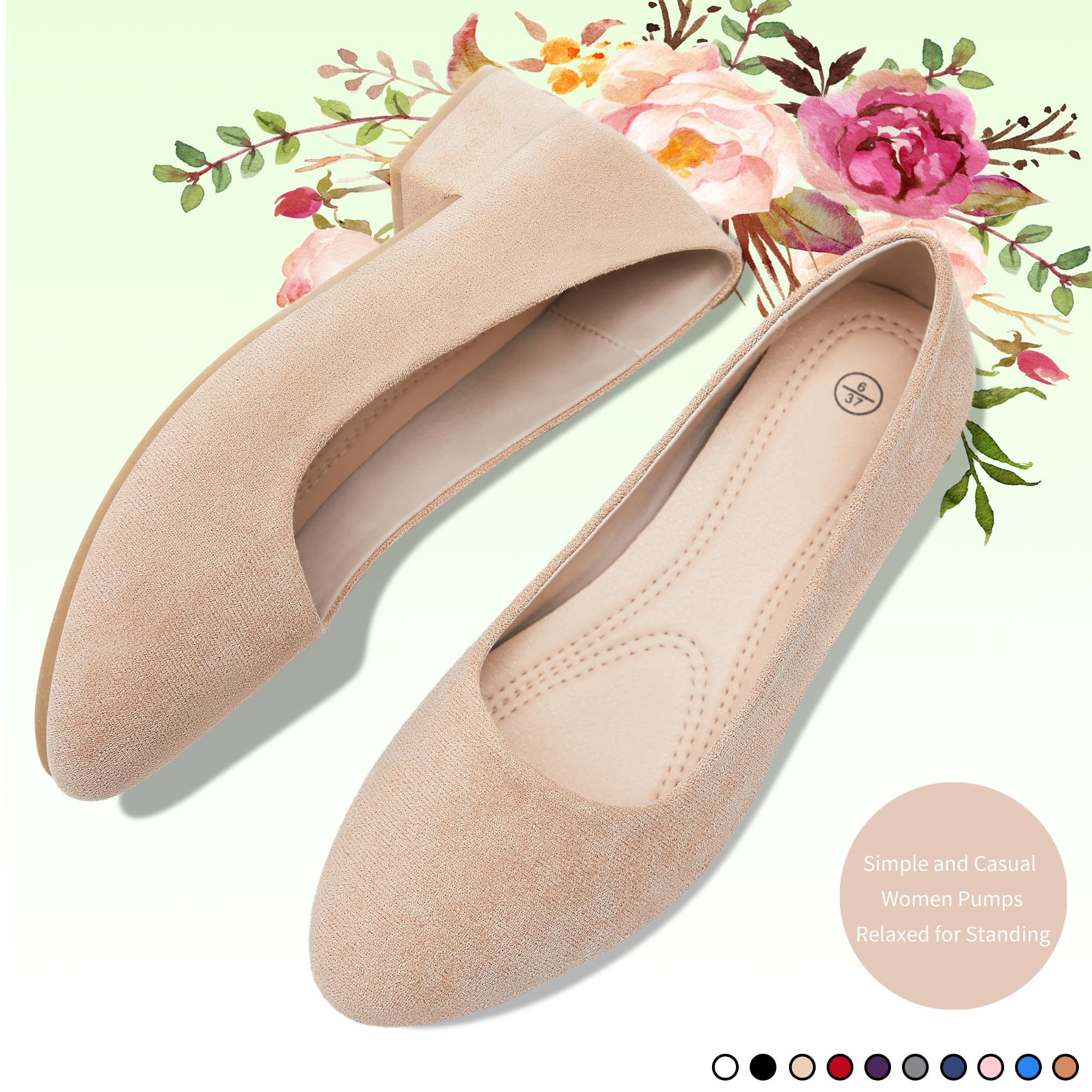 AISFAES Women Pumps Low Chunky Rounded Toe Heels Healed Dress Pumps Elegant Wedges Working Shoes