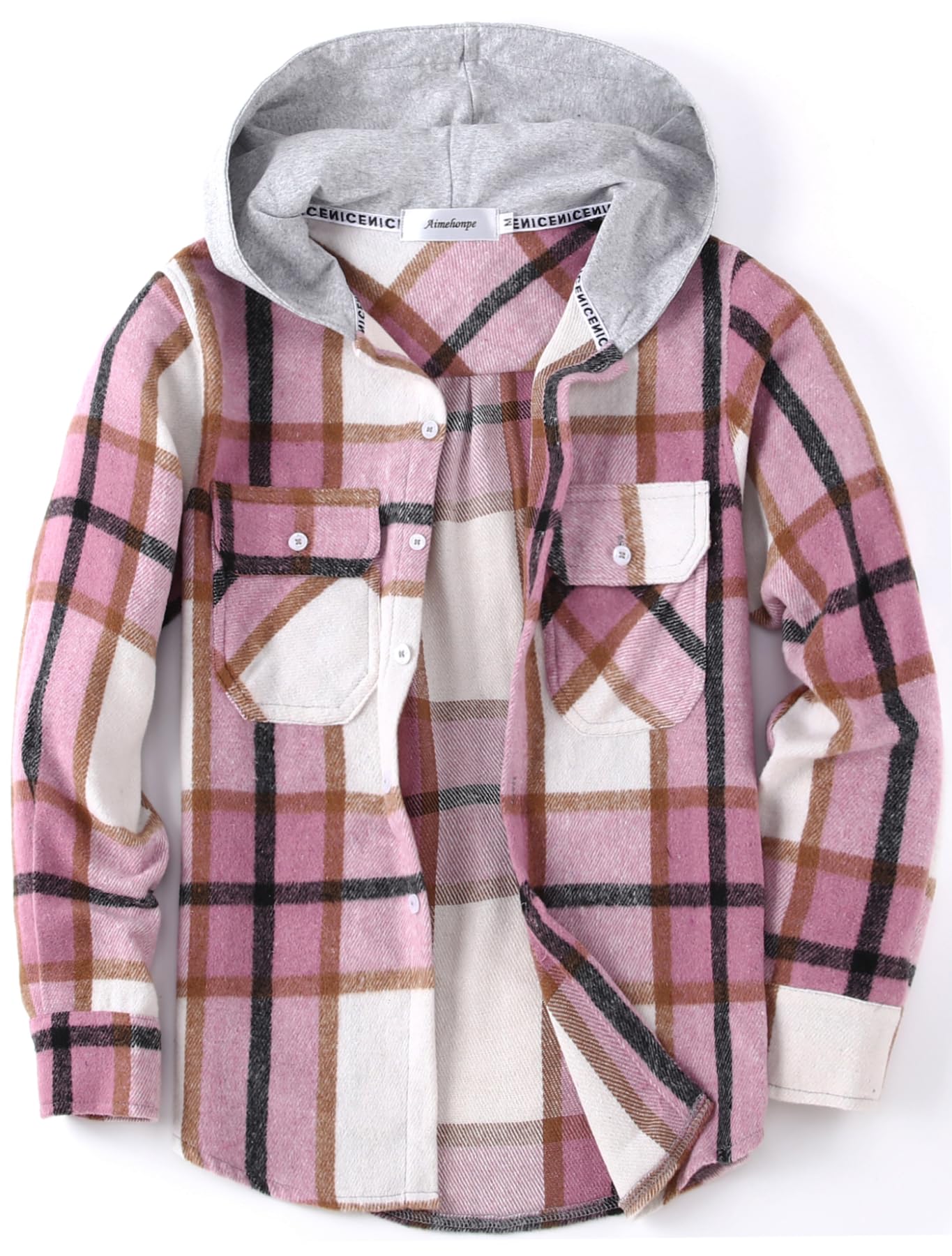 Boys Girls Casual Flannel Plaid Hoodies Spring Fashion Button Down Shirts Long Sleeve Cute Lightweight Jacket Coats