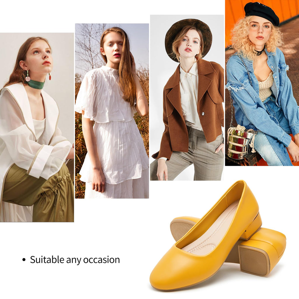 hash bubbie Women's Loafers Slip on Shoes Chunky Low Block Heels Closed Toe Pumps Shoes Office Shoes Ladies Elegant Wedding Dress Shoes