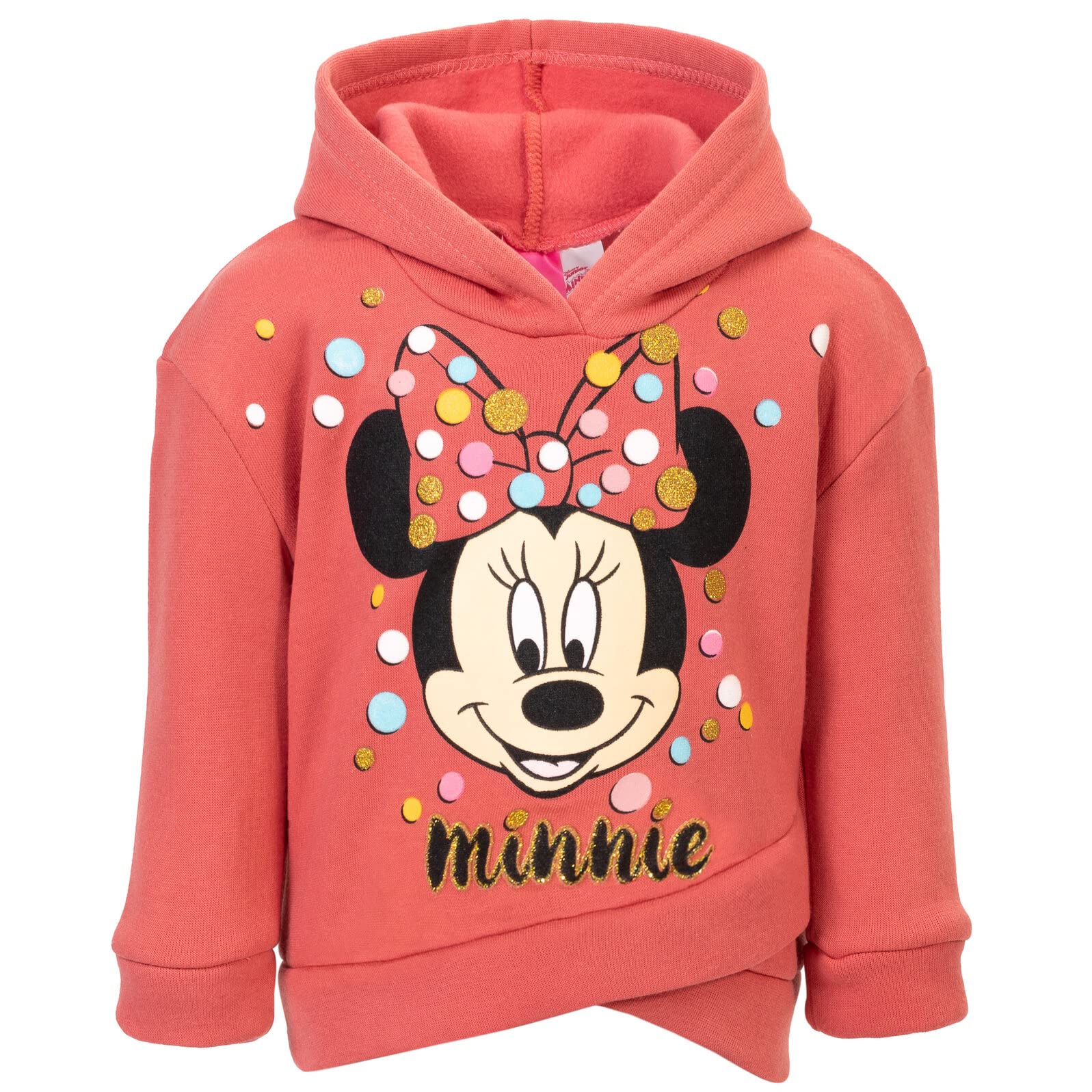 Disney Minnie Mouse Fleece Pullover Crossover Hoodie and Leggings Outfit Set Infant to Big Kid Sizes (12 Months - 14-16)