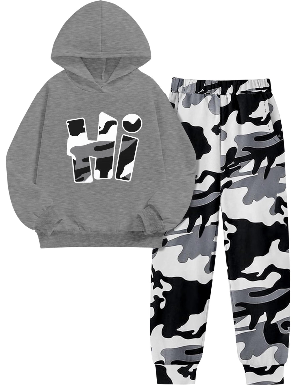 Boys Clothes Camo Boys Outfits Letter Printing Pullover Hoodie and Pants 2Pcs Winter Kids Clothes Boys for 7-14 Years