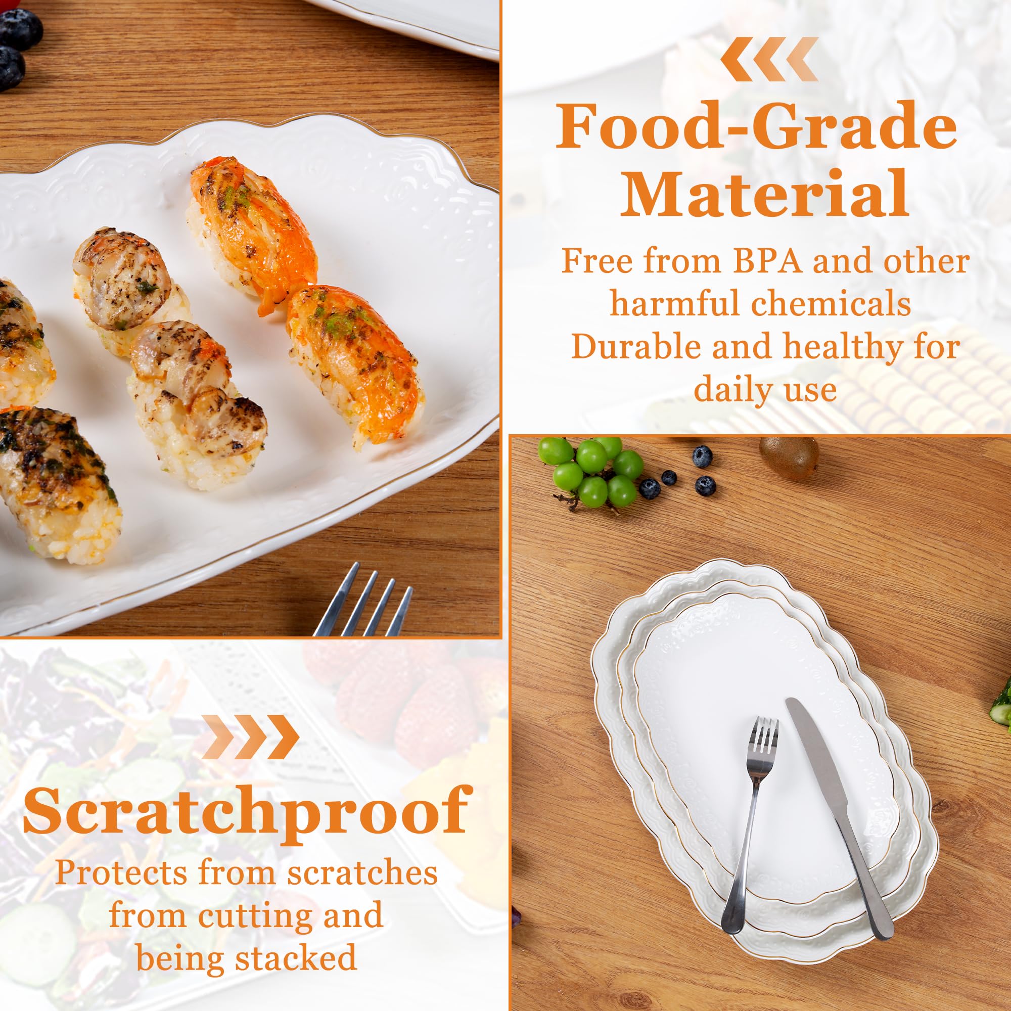 Kassel Ceramic Serving Platter Set | 16”/14”/12” Oval Serving Trays for Entertaining at Parties and Weddings | Oven Safe XL Serving Trays for Tacos, Steak, and Cake