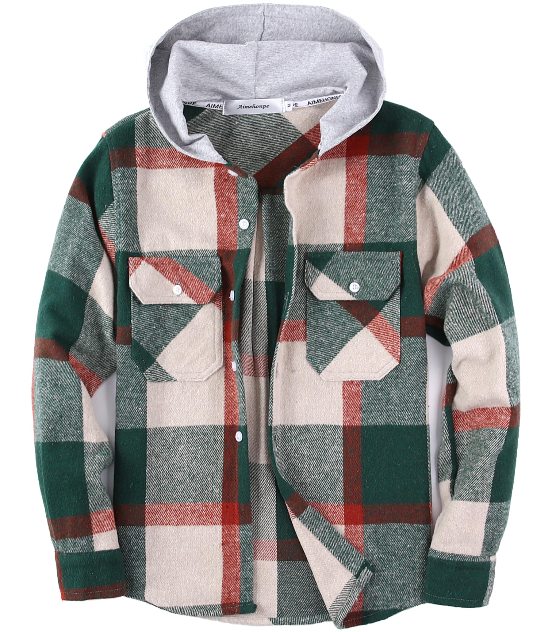 Boys Girls Casual Flannel Plaid Hoodies Spring Fashion Button Down Shirts Long Sleeve Cute Lightweight Jacket Coats