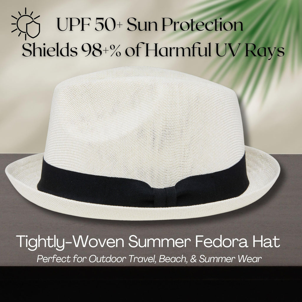 Funky Junque Premium Fedora Hat - Stylish Sun Protection for Men & Women - Perfect for Summer Beach, Travel & Outdoors