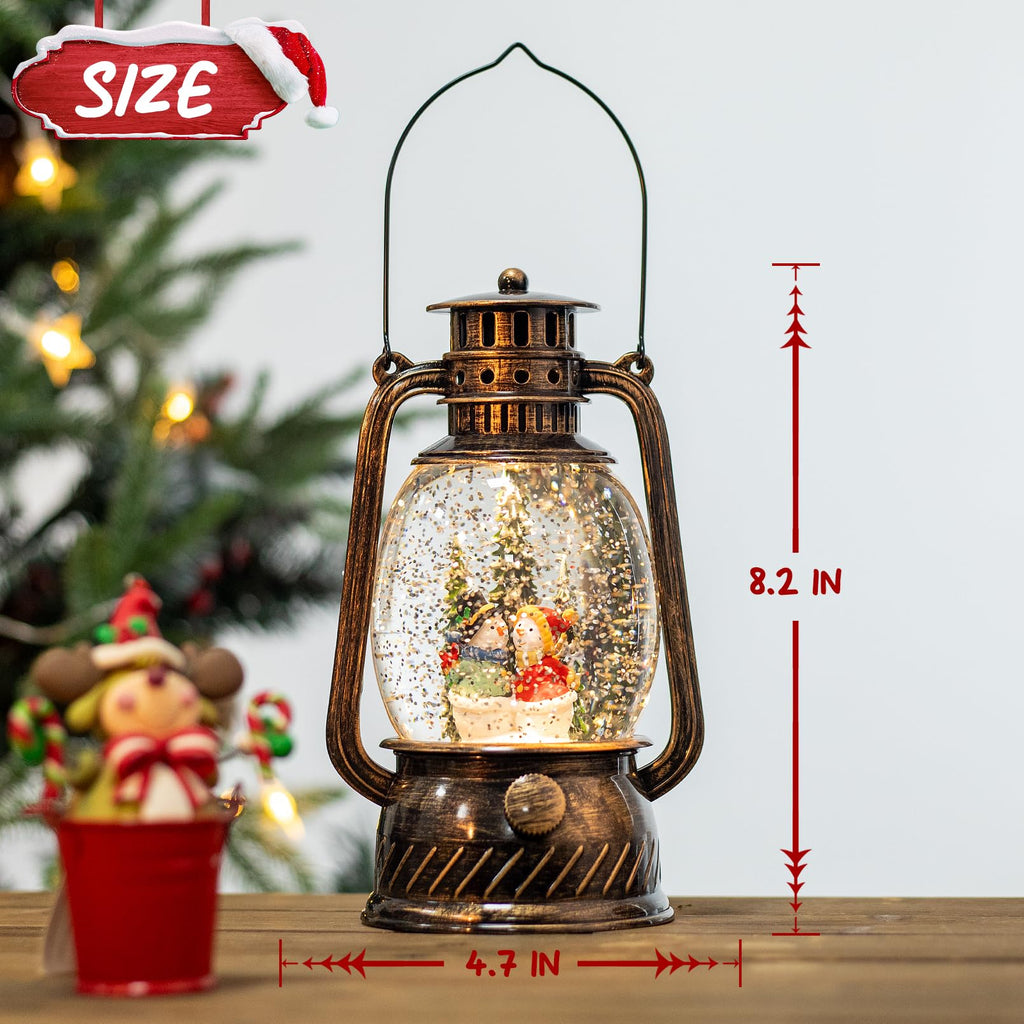 Fall Decor Snow Globe Thanksgiving Decoration Turkey Lantern Light-Up 6H Timer Halloween Pumpkin Glitter Autumn Scene Snow Globes Fall Decoration for Home