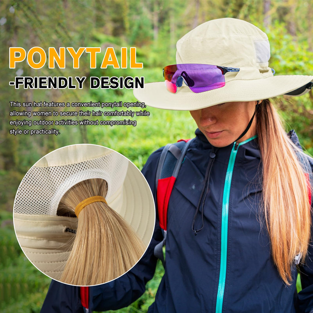 TOP-EX L/XL/XXL UV50+ Waterproof Wide Brim Bucket Sun Hat for Summer Fishing Hiking w/Detachable Strap & Vented Mesh