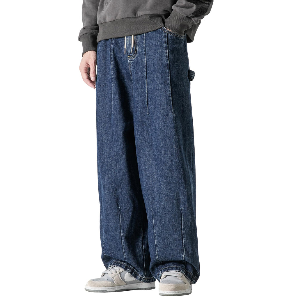 DOSLAVIDA Men's Hip Hop Jean Joggers Loose Fit Streetwear Biker Baggy Jeans Pants Stylish Printed Cargo Denim Pants