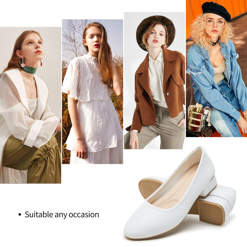 hash bubbie Women's Loafers Slip on Shoes Chunky Low Block Heels Closed Toe Pumps Shoes Office Shoes Ladies Elegant Wedding Dress Shoes