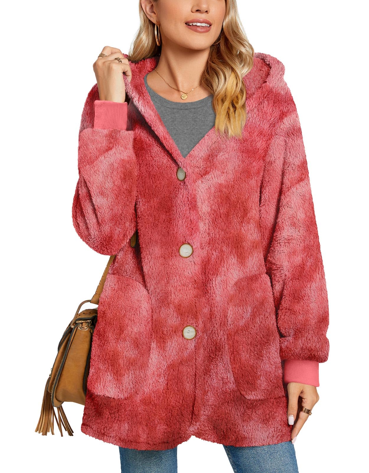 Bestbee Warm Fleece Jackets for Women, Fuzzy Hooded Casual Coats Lidies 2025 Cardigan Sweaters Outerwear with Pockets