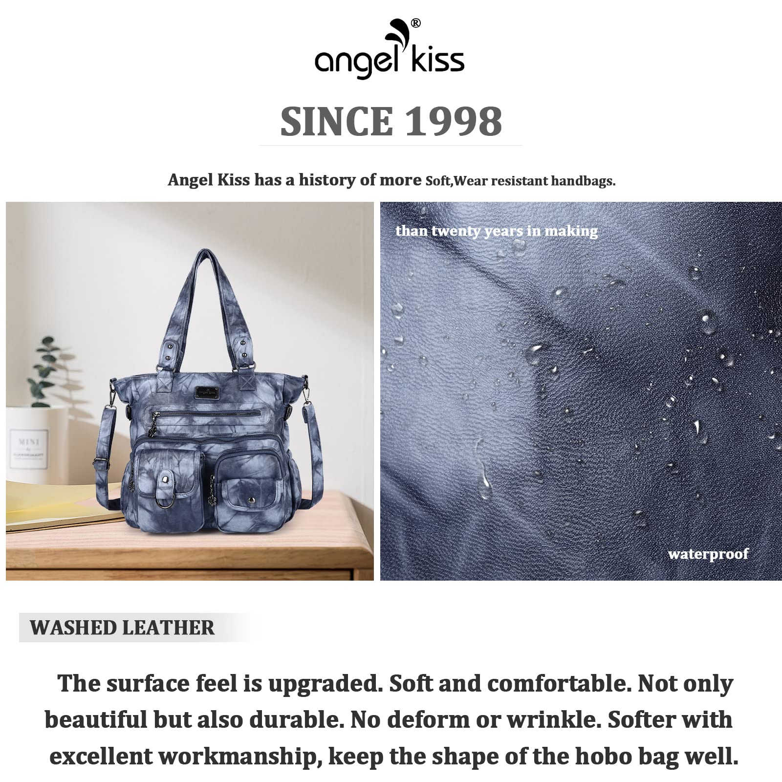 Angelkiss Purses and Handbag for Women Soft Leather Hobo Bags Satchel Shoulder Bags Ladies Tote Crossbody Bag