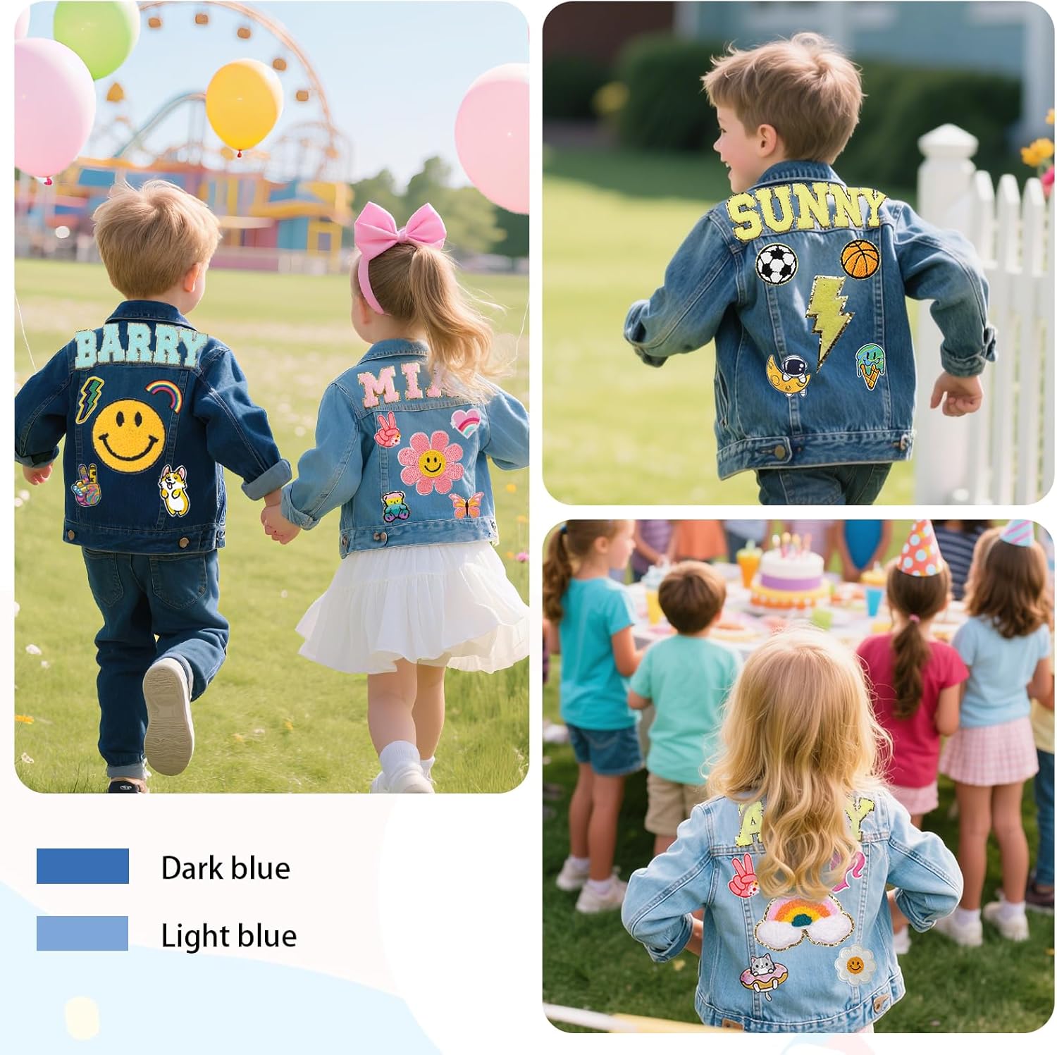 Personalized Kids Patch Denim Jacket with Names, Custom Long Sleeve Jean Jacket, Back to School Brithday Easter Gifts for Toddlers, 1-8 Years Old Girls Clothes, Girls Spring Outfits