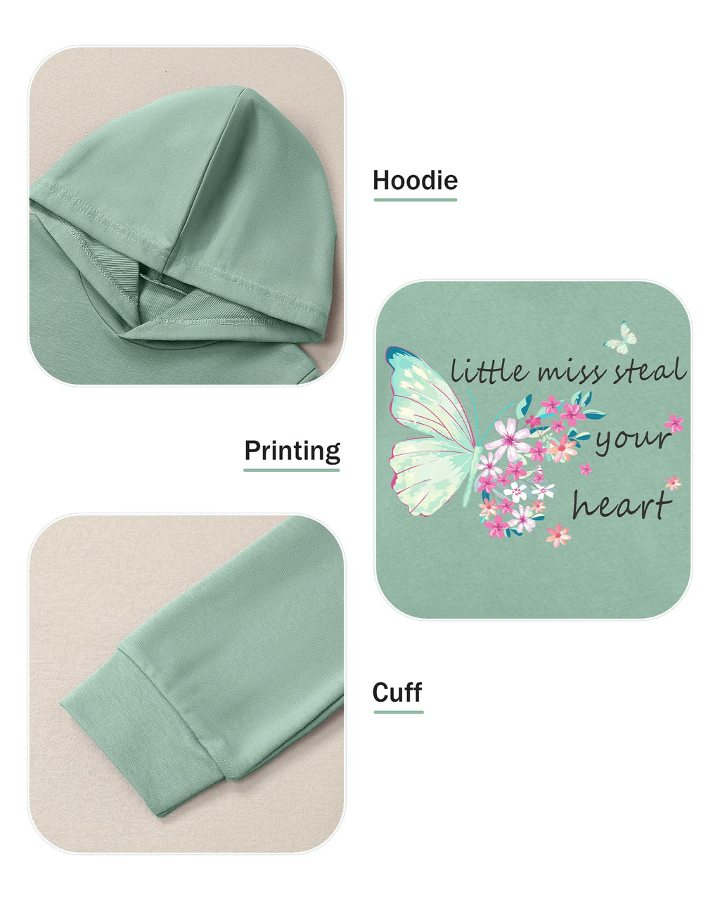 Coco&RARA Toddler Girls Clothes Baby Hoodie Sweatshirt Flower Sweatpants Outfits 2pcs Fall Winter Tracksuit Set 18M-6T