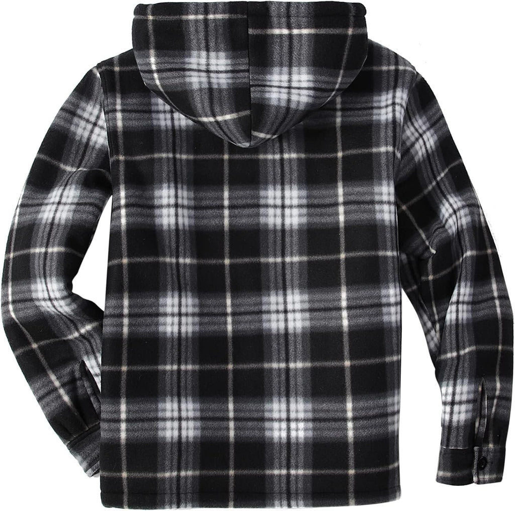 SCODI Men's Flannel Shirt Jacket Fleece Sherpa Lined Plaid Jackets Coat Full Zip Up Hoodie Winter Outwear