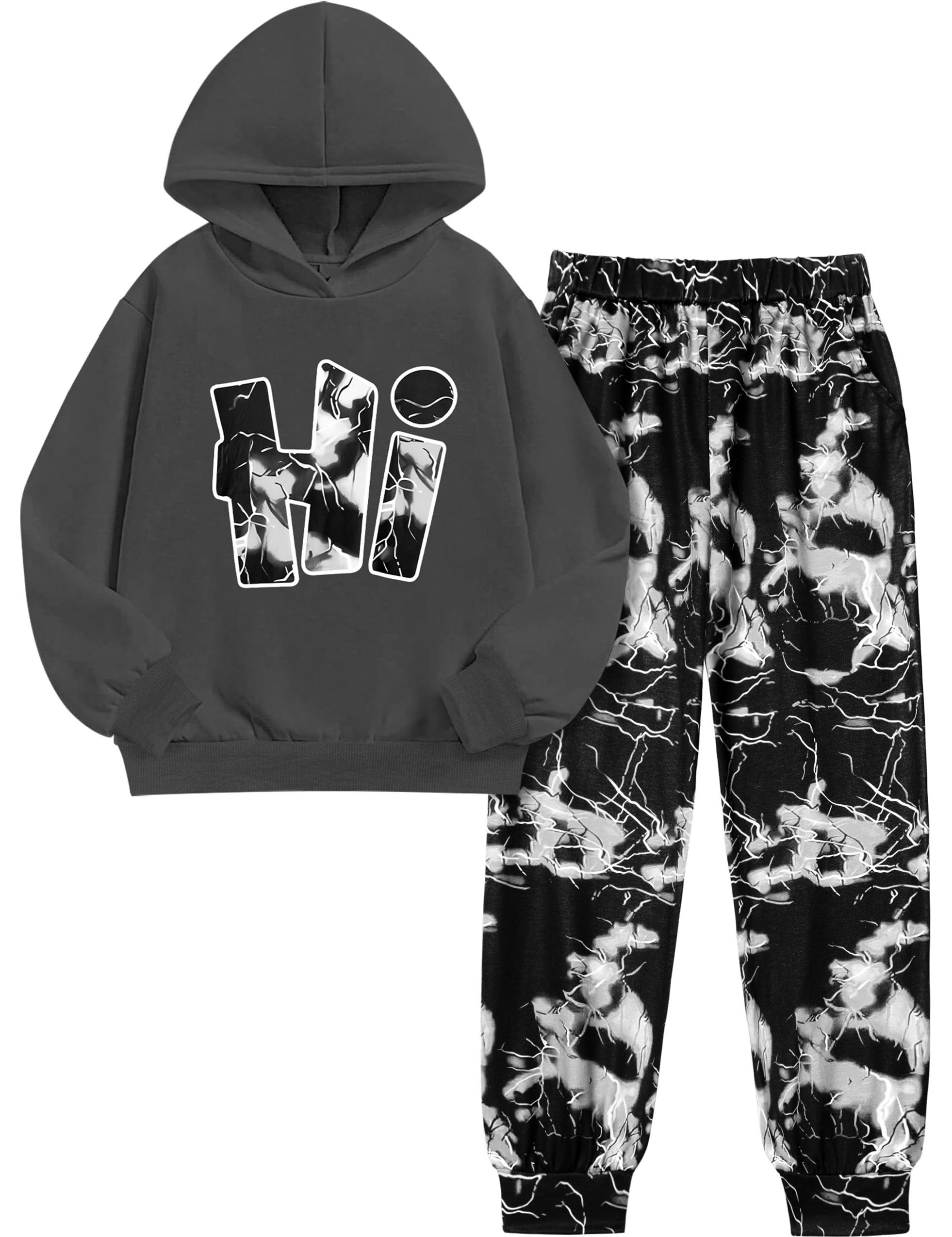 Boys Clothes Camo Boys Outfits Letter Printing Pullover Hoodie and Pants 2Pcs Winter Kids Clothes Boys for 7-14 Years