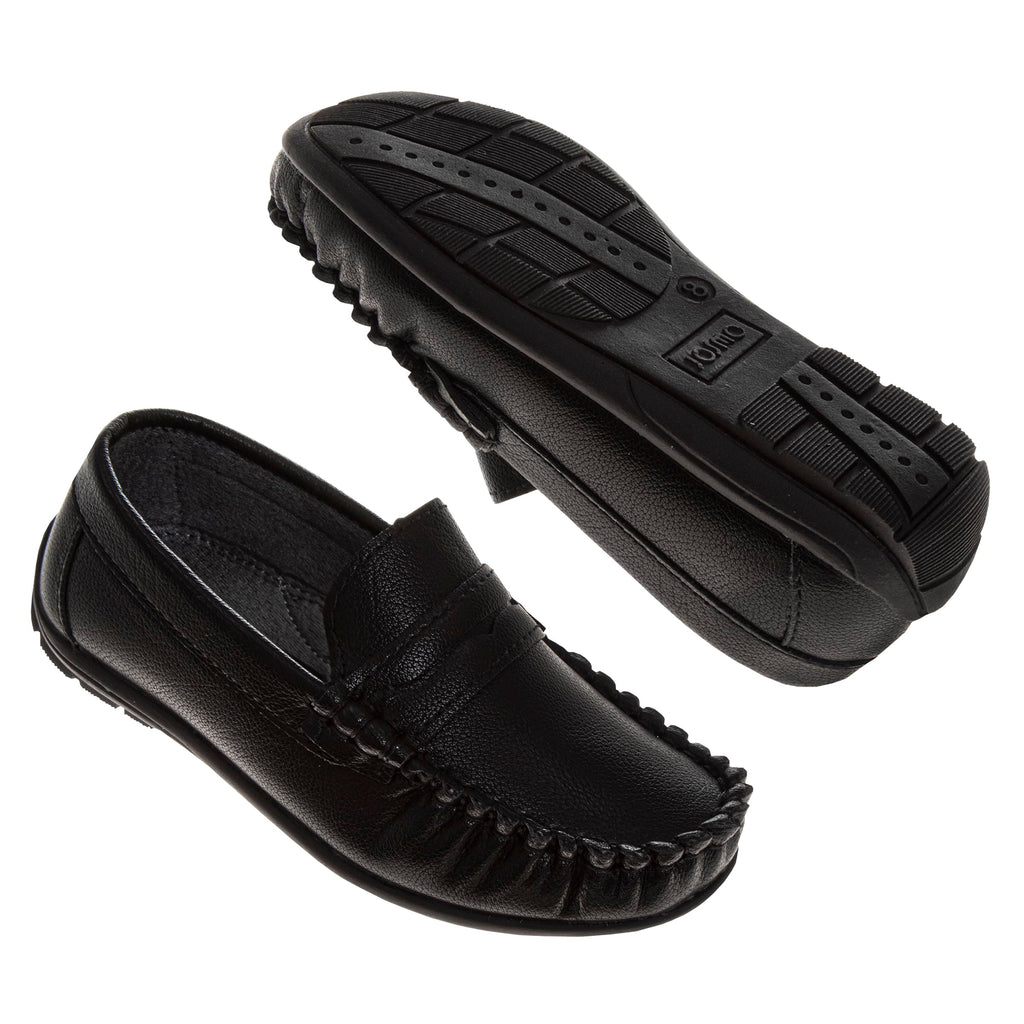 Josmo Boys Moccasin Driving Loafers - Casual Dress Penny Slip On Boat Shoes (Sizes: 5-10 Toddlers / 11-13 Little Kids / 1-5 Big Kids)