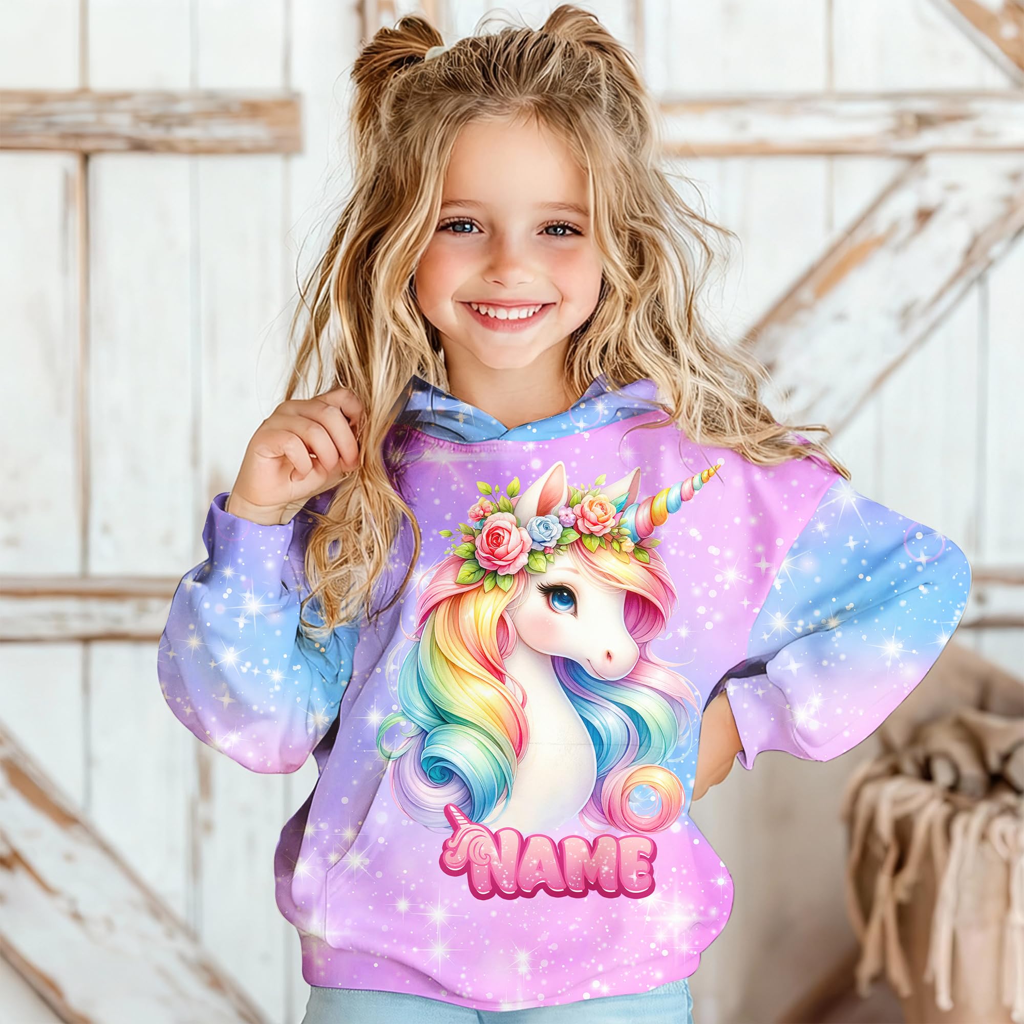 Girls Hoodies - Personalized Pullover with Pocket for Kids Teens - Graphic Hooded Sweatshirts Gifts for Youth