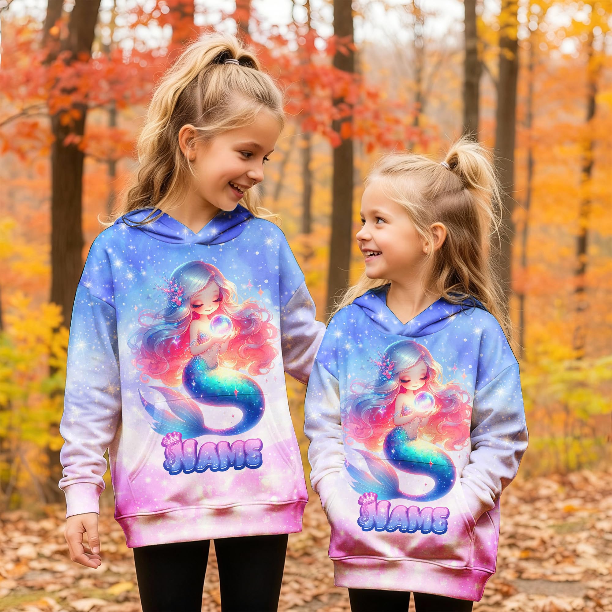 Girls Hoodies - Personalized Pullover with Pocket for Kids Teens - Graphic Hooded Sweatshirts Gifts for Youth