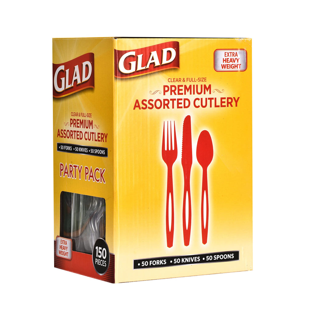 Glad Disposable Cutlery Set - Clear Heavy Duty Plastic Forks, Knives, and Spoons - 240 Piece Plasticware for Parties - Durable, Sturdy Recyclable Utensils - Great for July 4th, Thanksgiving, Christmas