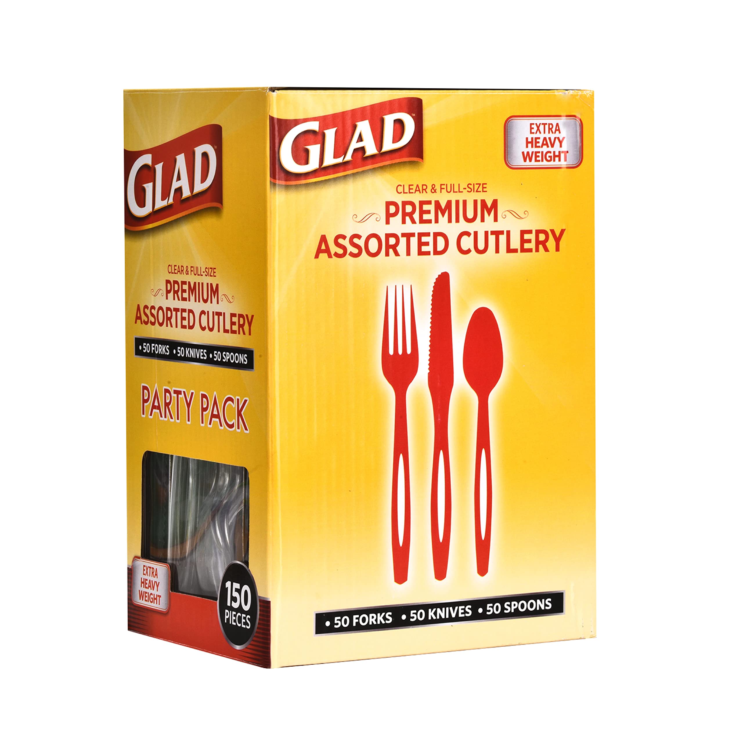 Glad Disposable Cutlery Set - Clear Heavy Duty Plastic Forks, Knives, and Spoons - 240 Piece Plasticware for Parties - Durable, Sturdy Recyclable Utensils - Great for July 4th, Thanksgiving, Christmas