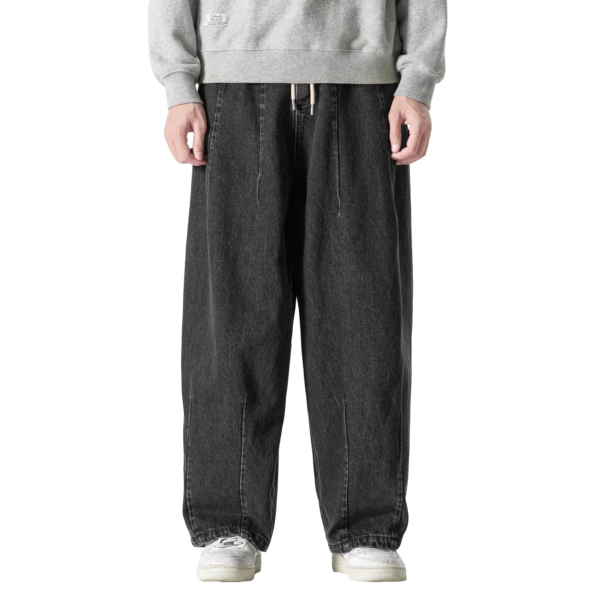 DOSLAVIDA Men's Hip Hop Jean Joggers Loose Fit Streetwear Biker Baggy Jeans Pants Stylish Printed Cargo Denim Pants