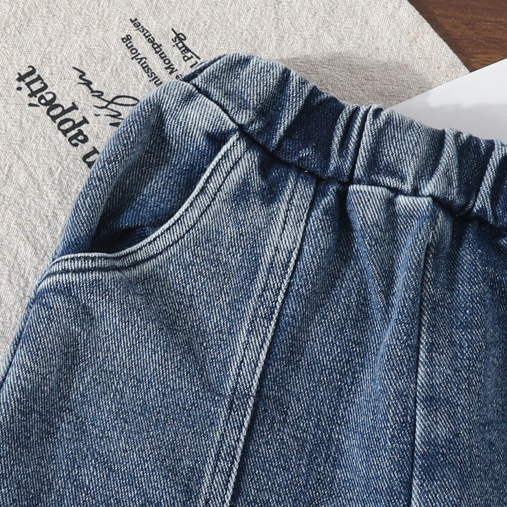 3-7 Years Toddler Girls Pants Set - Tassel Top & Washed Denim Pants Fall Winter Clothing Outfits Set for Girls