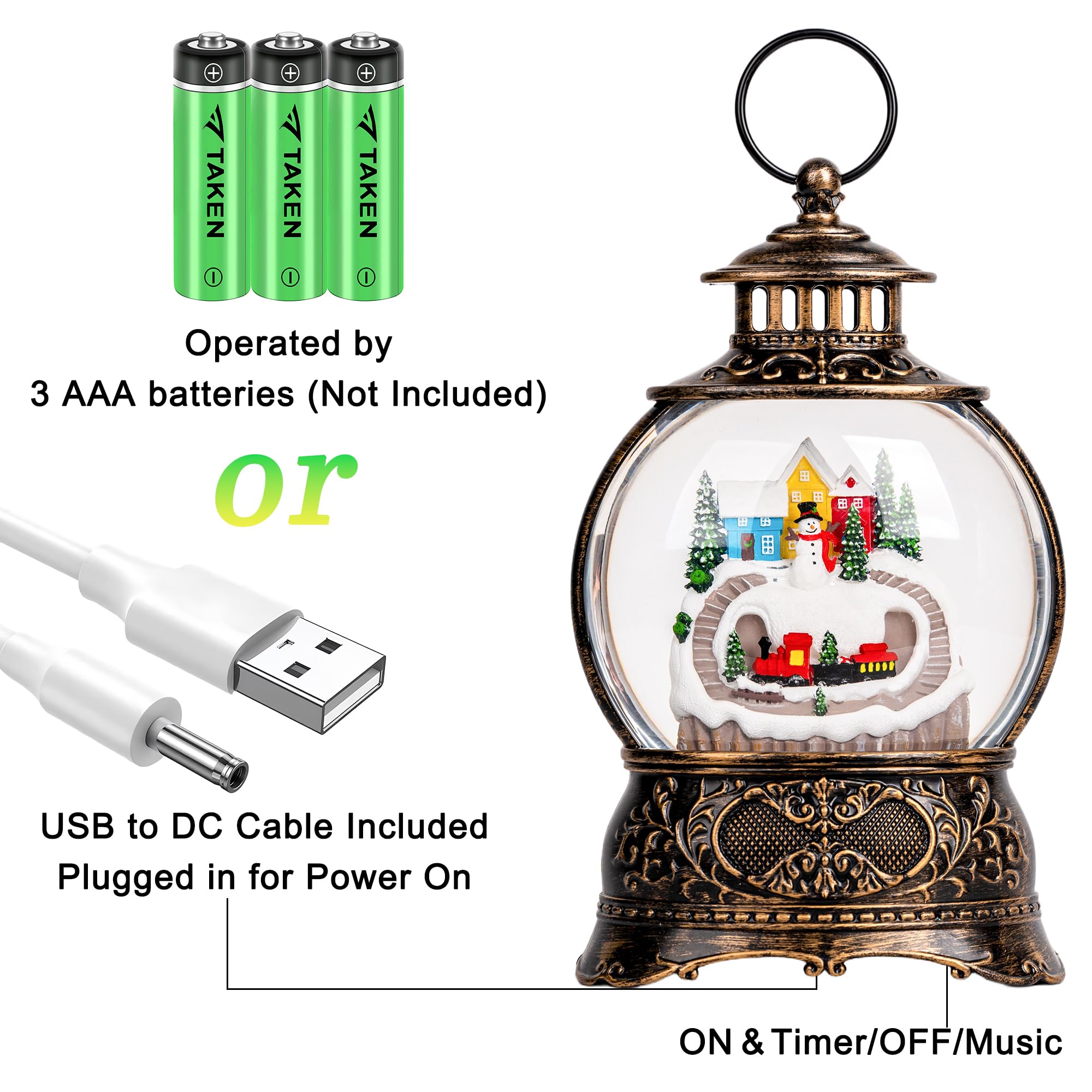 Fall Snow Globe Lantern with Autumn Turkey and Pumpkins Thanksgiving LED Decor for Home, Indoor Tabletop Centerpiece with Glitter Flakes, Harvest Light Decorations
