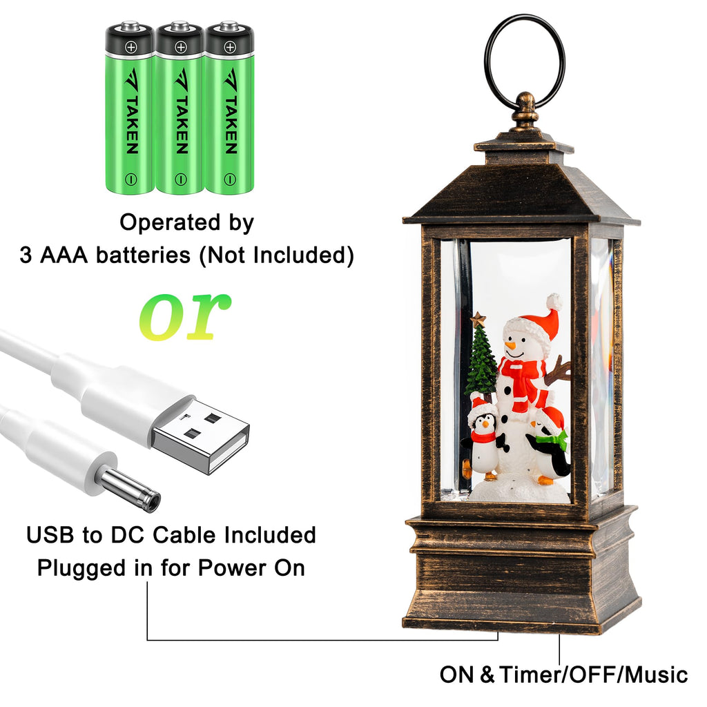 Fall Snow Globe Lantern with Autumn Turkey and Pumpkins Thanksgiving LED Decor for Home, Indoor Tabletop Centerpiece with Glitter Flakes, Harvest Light Decorations